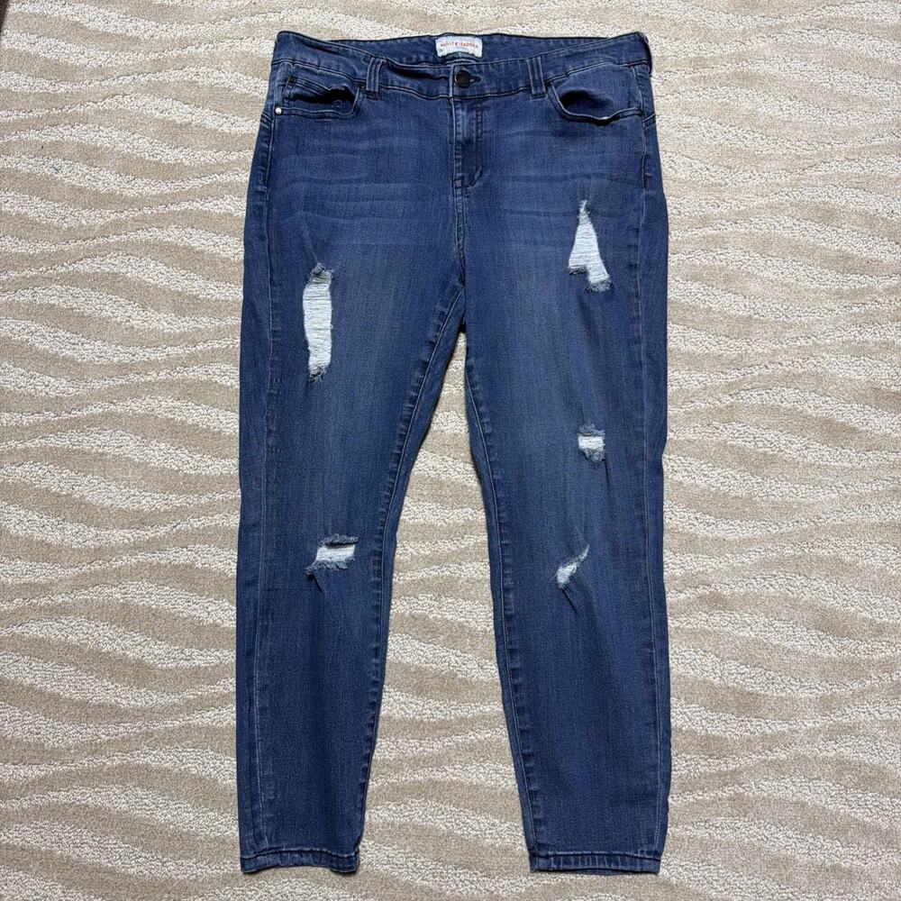 Molly & Isadora Jeans Womens Size 16 High Rise Skinny Crop Distressed Stretch